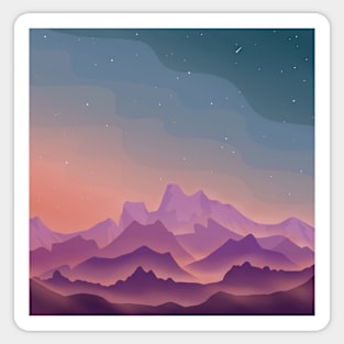 Purple Hills, Minimal Landscape Digital Illustration Sticker